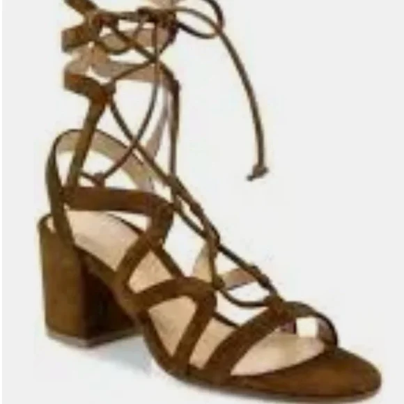 Gianvito Rossi brown suede lace up Strappy Block Heel Sandals - Picture 2 of 4